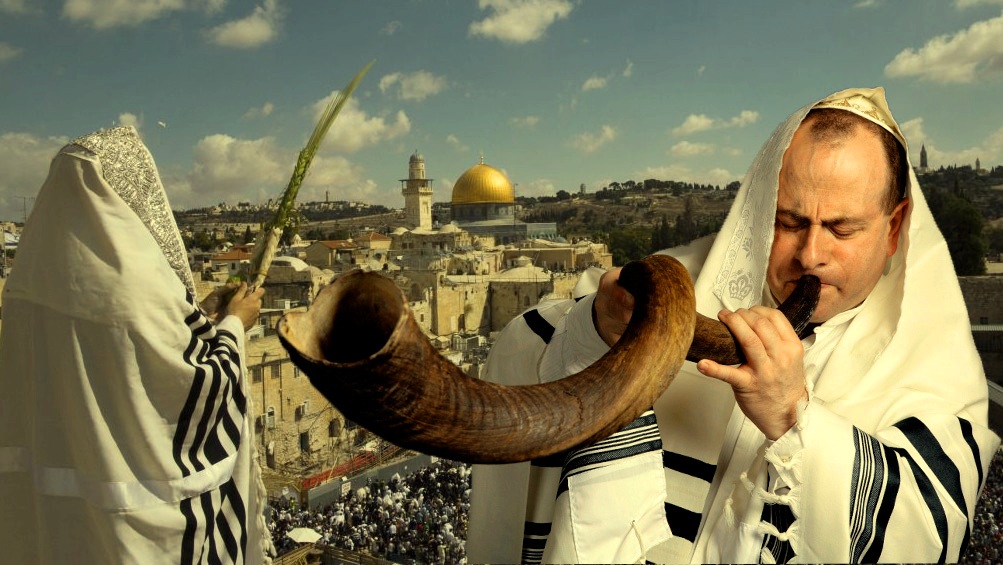 Tocando el shofar en Jerusalen